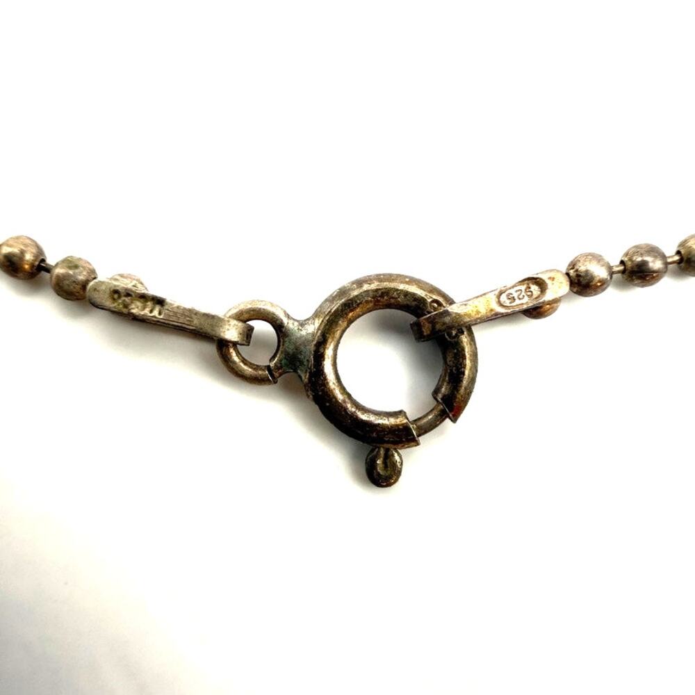 925 Sterling Silver Turquoise Native American Etched Ring Pendant Ball Chain 16" - Picture 6 of 9